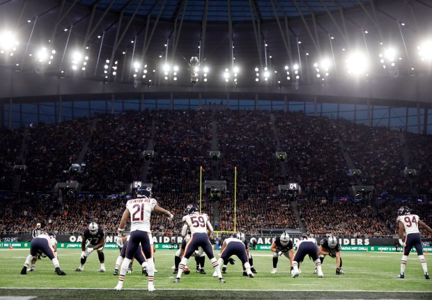 The Chicago Bears and Oakland Raiders play Sunday, Oct. 6, 2019 at Tottenham Hotspur Stadium in London. The Raiders defeated the Bears, 24-21. (Brian Cassella/Chicago Tribune)
