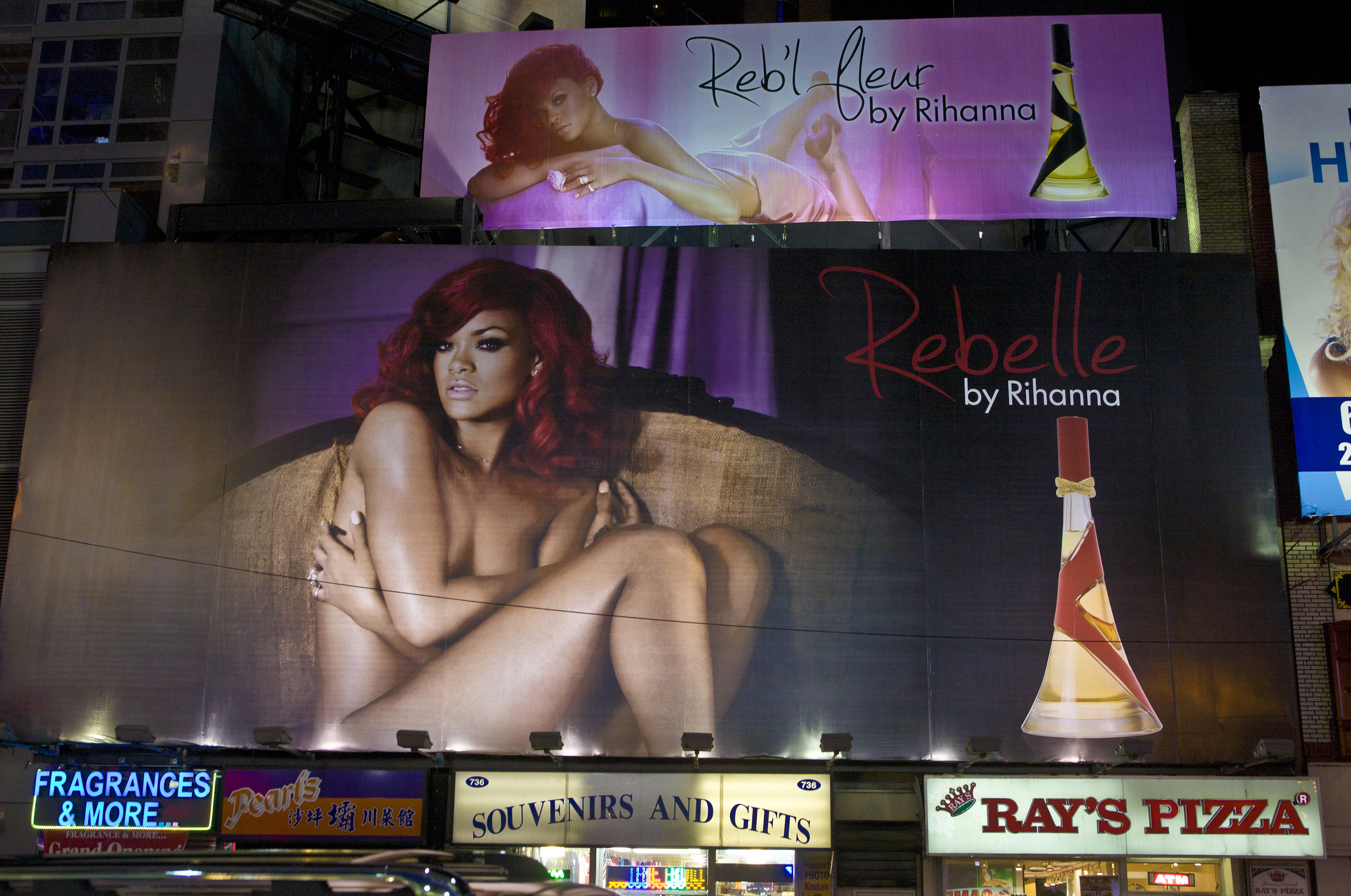 a Rihanna billboard in Times Square