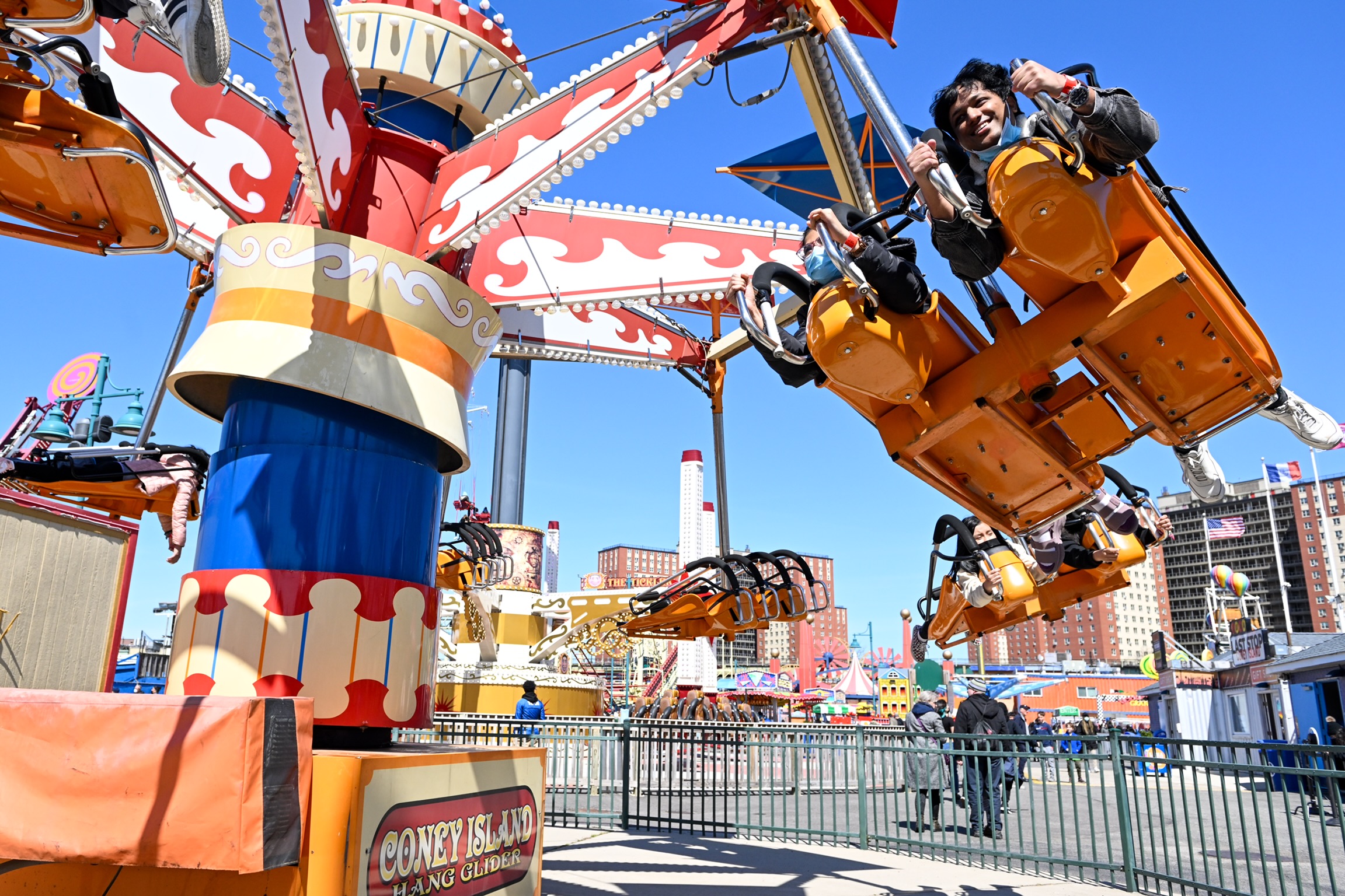 kids on a ride at coney island