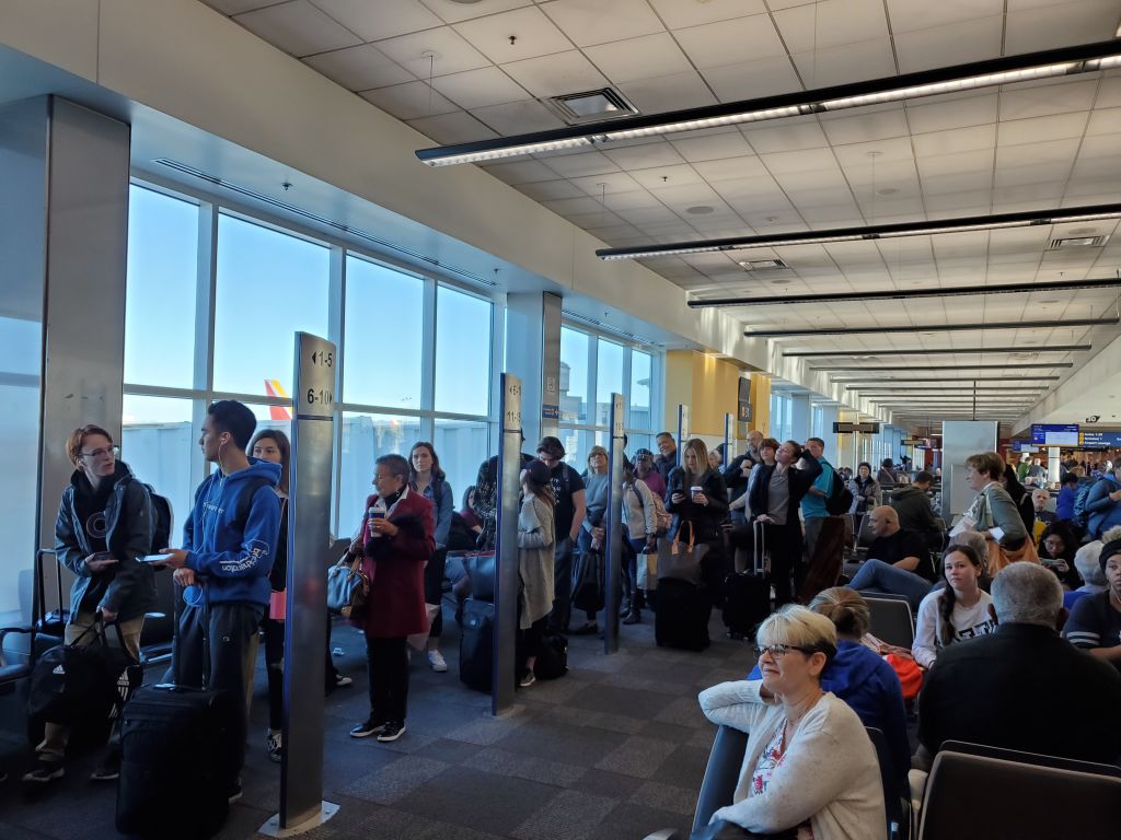 the line to board a flight