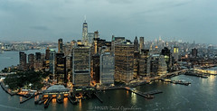 New York City Skyline Black and White Aerial View