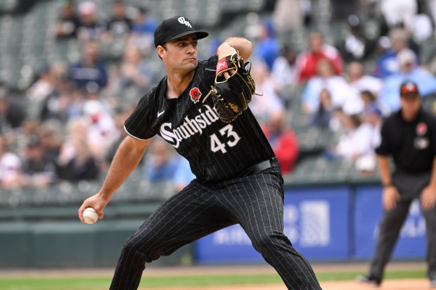 White Sox pitcher Nick Nastrini delivers during the first inning against the Blue Jays on Monday, May 27, 2024, at Guaranteed Rate Field. (AP Photo/Matt Marton)