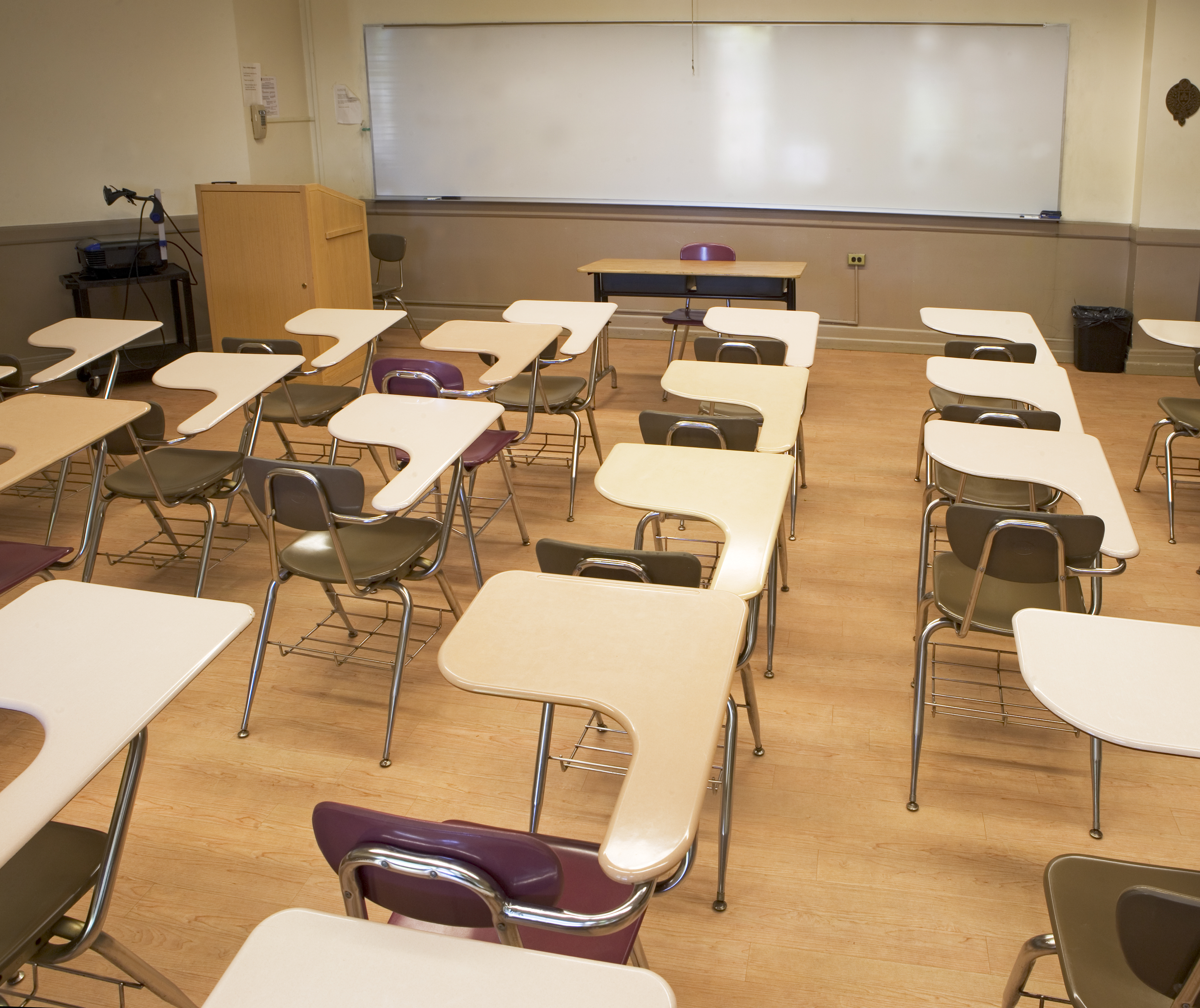 An empty classroom.