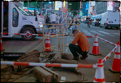 Worker in Times Square