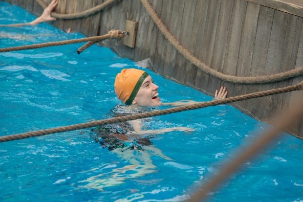 Daisy Ridley as Trudy Ederle in "Young Woman and the Sea," about the first woman to swim the English Channel. (Elena Nenkova / Disney Enterprises)