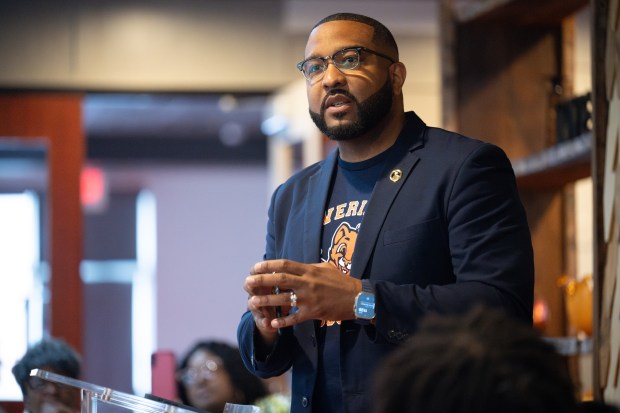 Gary Mayor Eddie Melton speaks during a graduation ceremony for Faith Farm and Orchard's Next Urban Ag Generation class on Saturday, June 1, 2024. (Kyle Telechan/for the Post-Tribune)