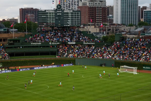 The Chicago Red Stars host Bay FC for a game at Wrigley Field on June 8, 2024. (Eileen T. Meslar/Chicago Tribune)