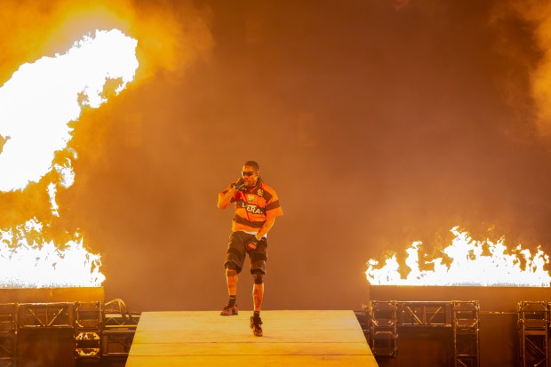 Travis Scott, of the record label Cactus Jack, performs on Friday, June 14, 2024, at the Summer Smash Music Festival at SeatGeek Stadium in Bridgeview, Ill.(Vincent Alban/Chicago Tribune)