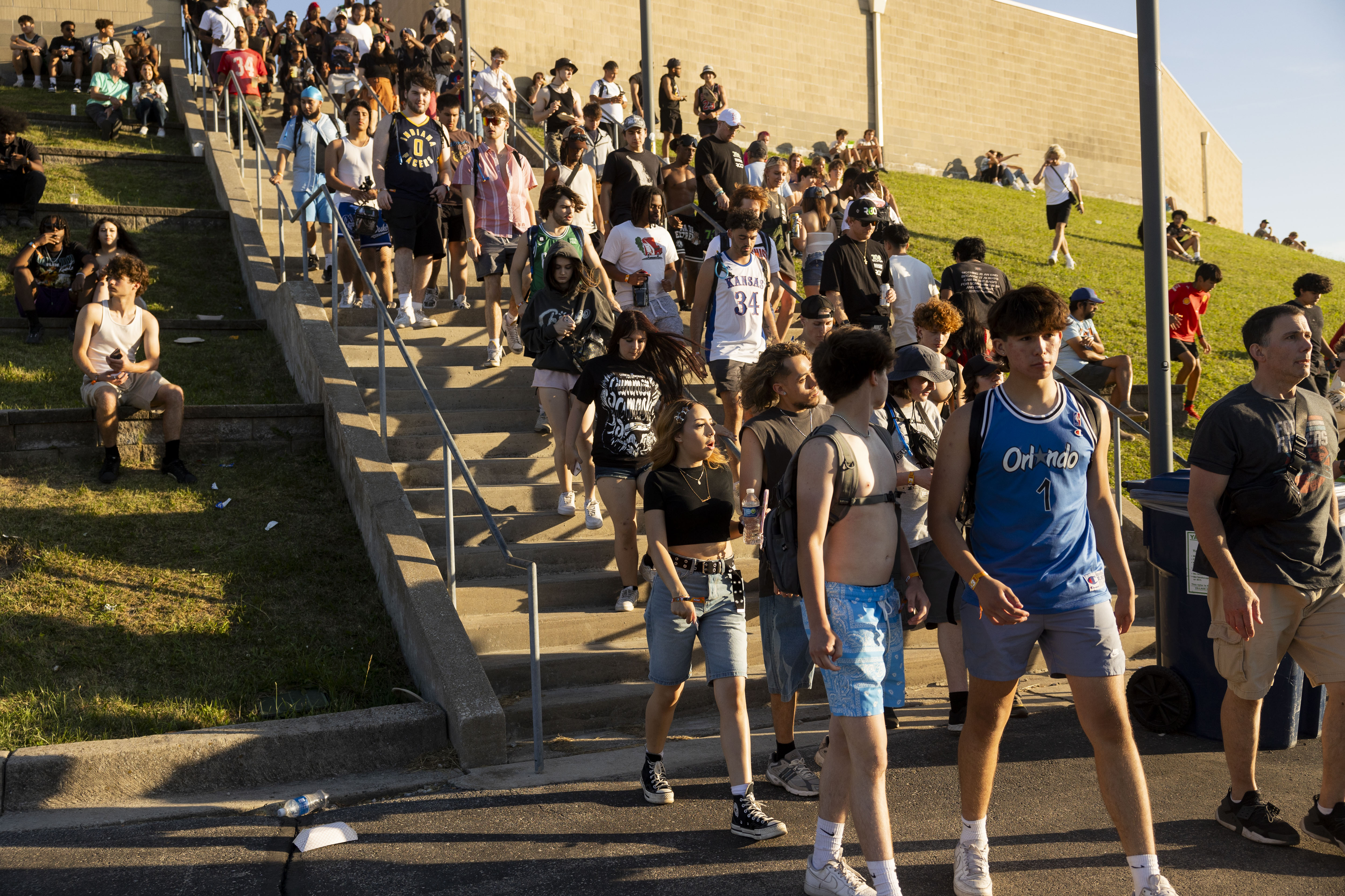 Festival attendees arrive on Friday, June 14, 2024, at the Summer Smash Music Festival at SeatGeek Stadium in Bridgeview.(Vincent Alban/Chicago Tribune)