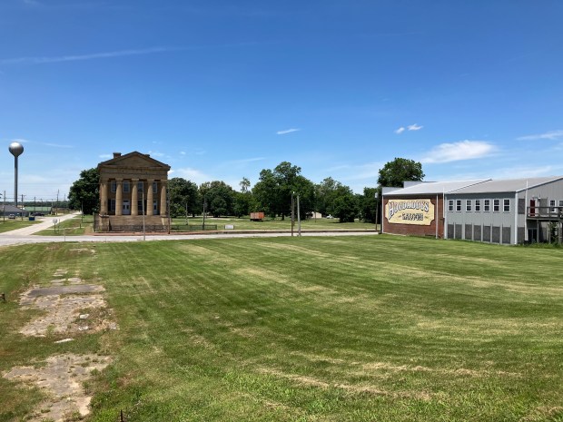 The Old Shawneetown Bank State Historic Site on May 31, 2024. Most of the buildings in the town were either destroyed or moved after a massive flood along the Ohio River in 1937. (Paul Eisenberg/Daily Southtown)