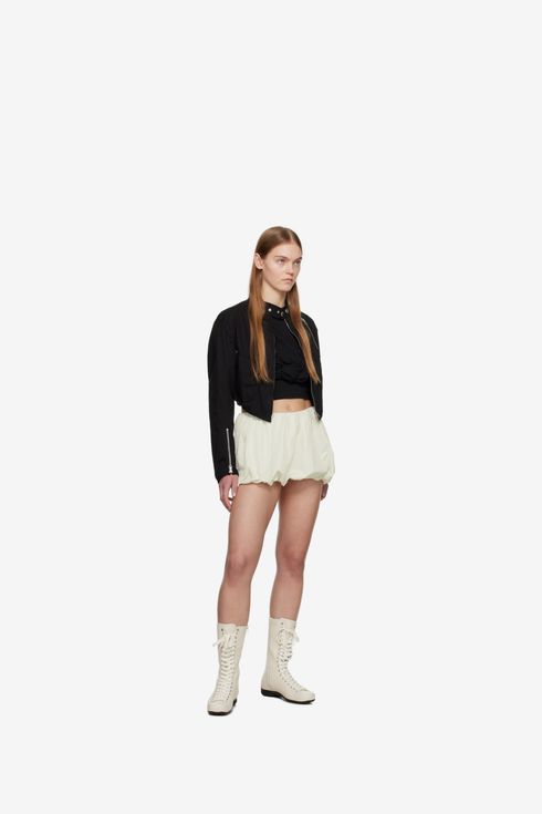 Open YY Off-White Bubble Hem Miniskirt