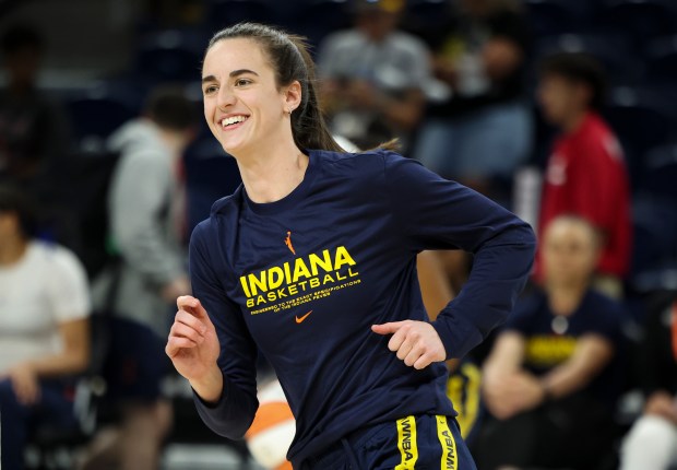 Indiana Fever guard Caitlin Clark warms up before the game against the Chicago Sky at Wintrust Arena on June 23, 2024. (Eileen T. Meslar/Chicago Tribune)