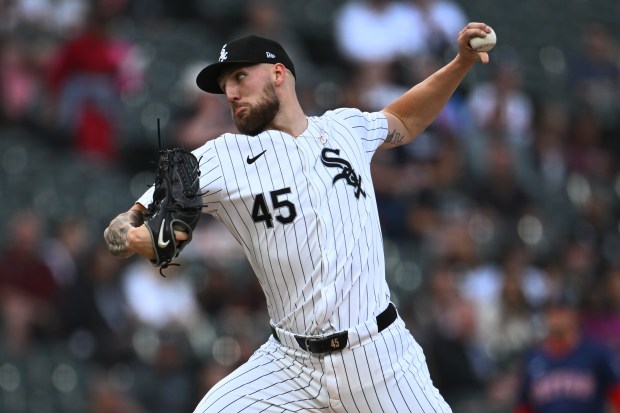 White Sox starter Garrett Crochet delivers against the Red Sox in the first inning on June 7, 2024, at Guaranteed Rate Field. (Quinn Harris/Getty)