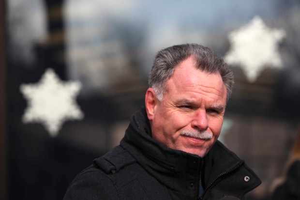 Then-Chicago mayoral candidate Garry McCarthy campaigns at the Roden Branch of the Chicago Public Library on Feb. 24, 2019. The former police former superintendent wrote in support of Burke. (Stacey Wescott/Chicago Tribune)