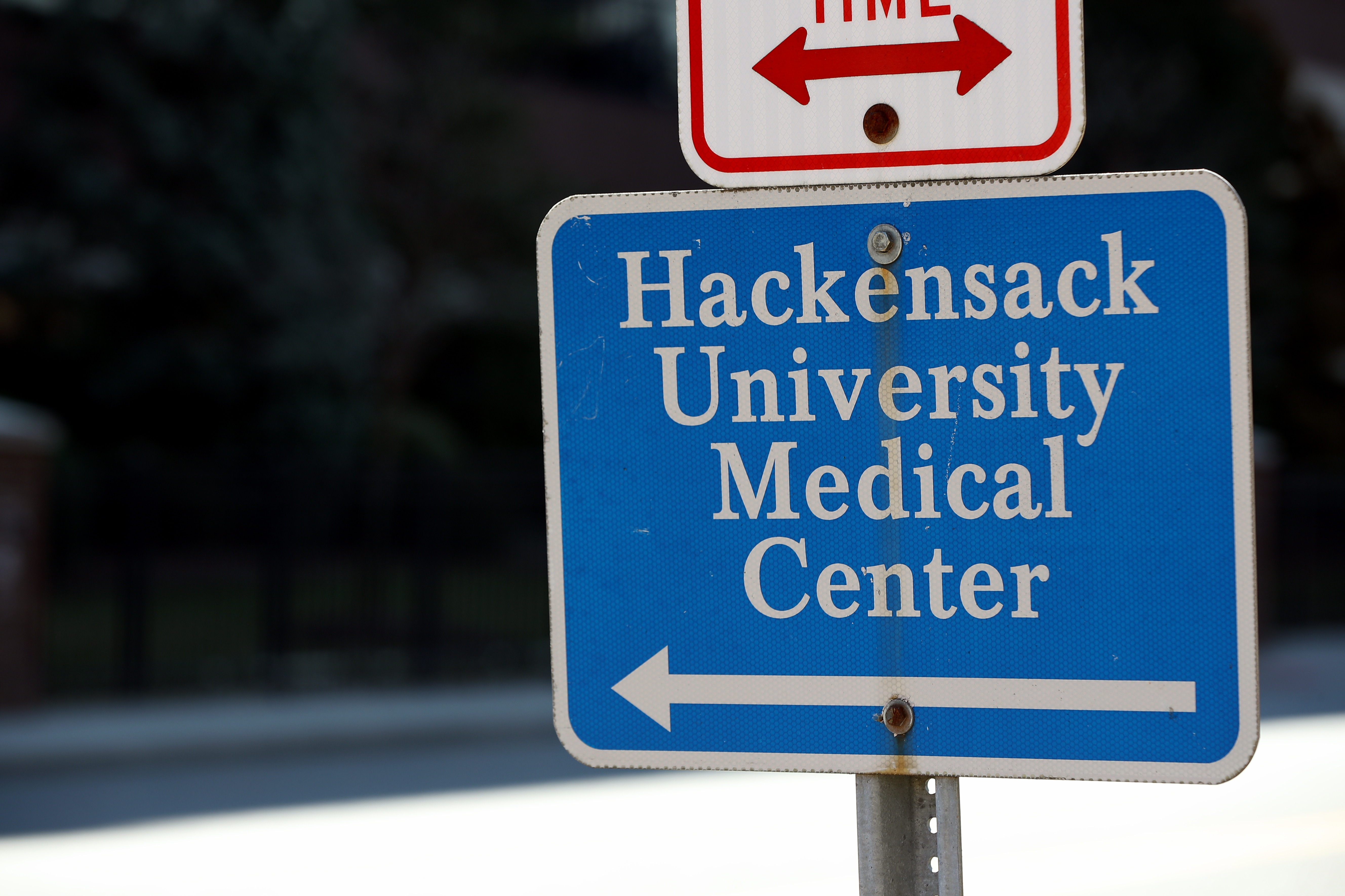 The sign outside Hackensack University Medical Center,