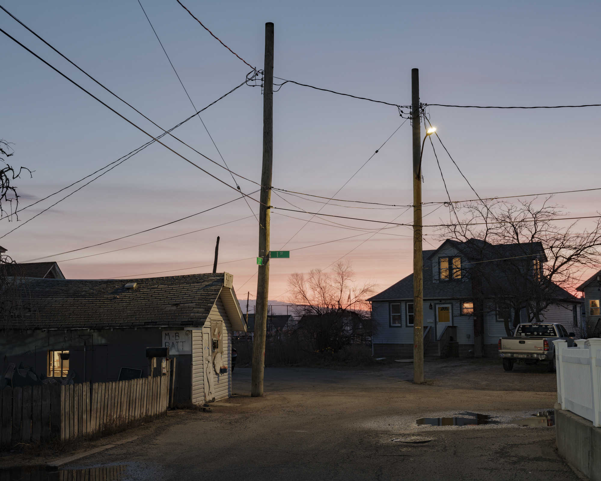 A small street dotted with houses