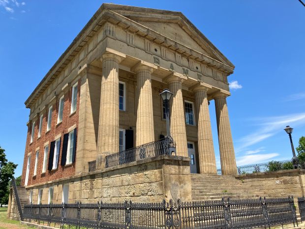 The Old Shawneetown Bank State Historic Site May 31, 2024, in Old Shawneetown, Illinois. Considered the oldest standing bank building in the state, the Old Shawneetown Bank recently was called one of the 2024 Most Endangered Historic Places in Illinois by Landmarks Illinois. (Paul Eisenberg/Daily Southtown)