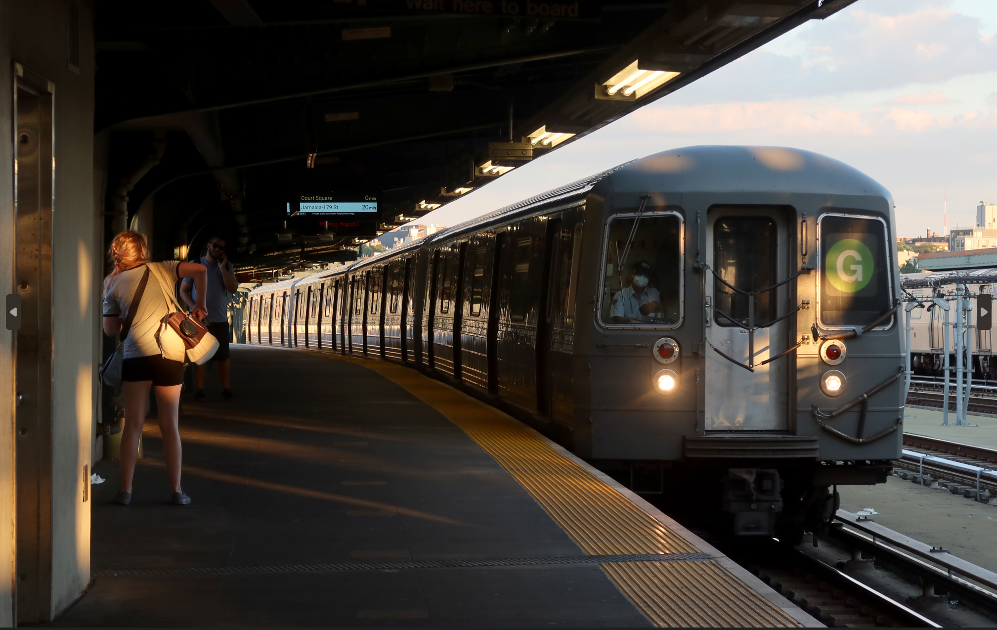 A G train pulls into the Smith-9th Street Station.