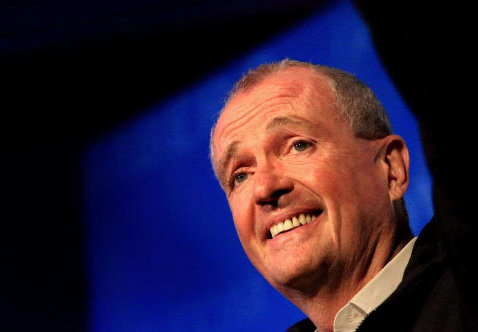 New Jersey Governor Phil Murphy speaks during a Get Out The Vote rally in 2021.