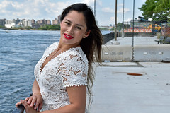 Picture Of Carolina Wearing A White Laced Romper Dress Taken During A Summer Photoshoot In Astoria Queens In New York City. Photo Taken Friday June 24, 2022