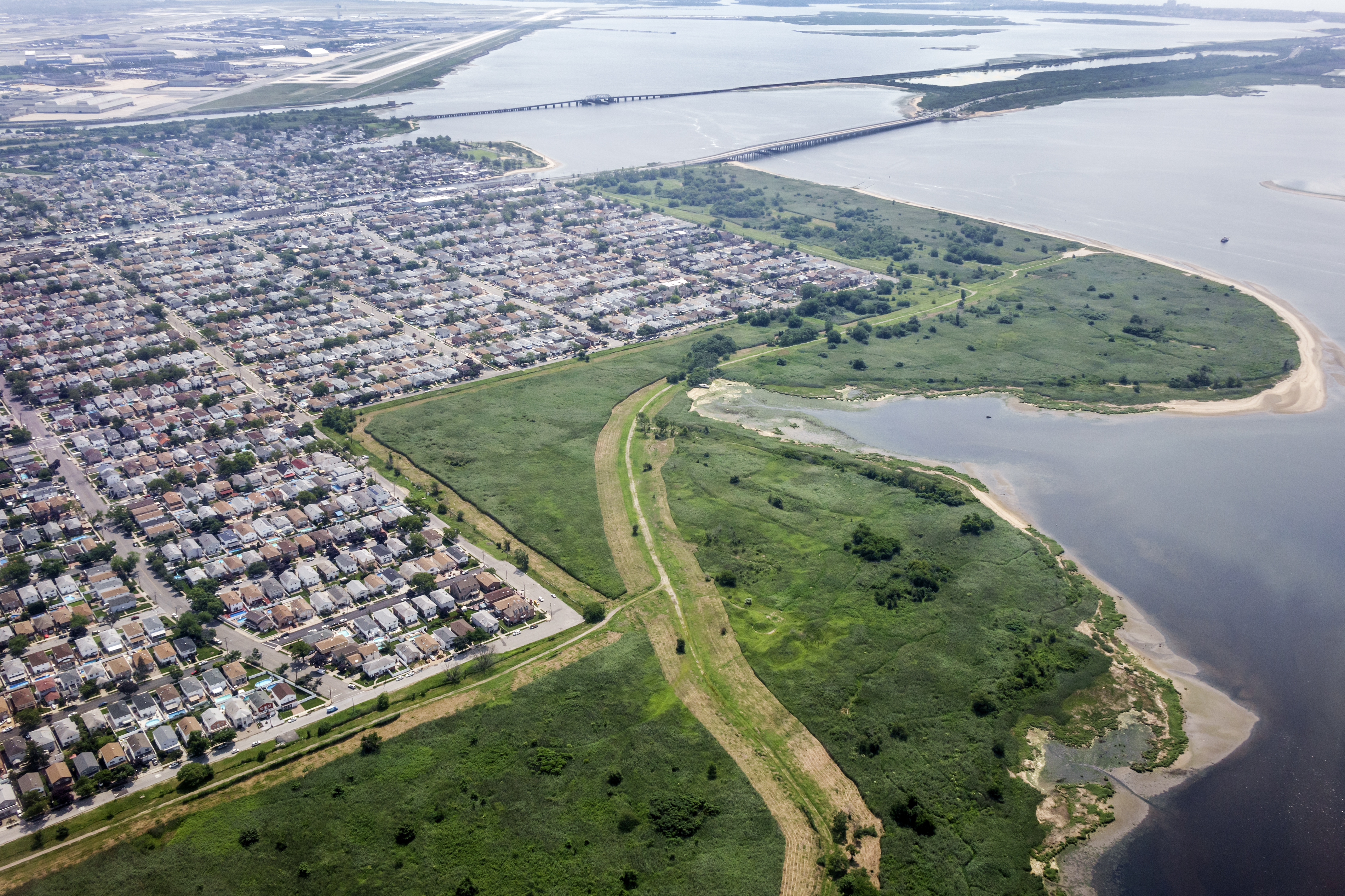 An aerial view over Jamaica Bay.