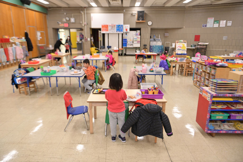 A classroom full of young children.